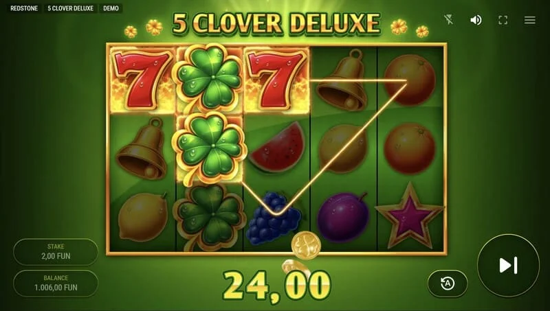 5 Clover Deluxe - basisspil gevinst